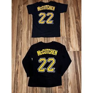 Pittsburgh Pirates McCutchen Boys Long Shirt Sleeve Shirts‎ Sz 4/5 Oil Stains